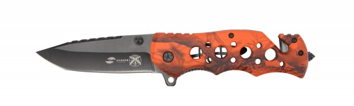 Нож Stinger, 86 мм, рукоять: алюминий, оранж. камуфляж, картонная коробка