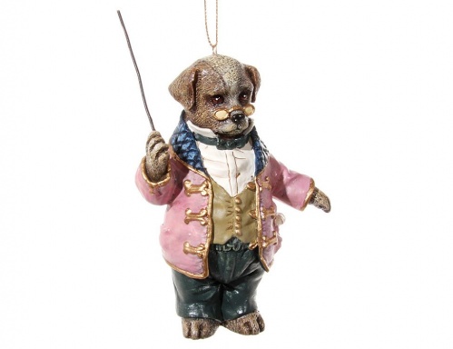 Ёлочная игрушка "Пёс-дирижёр", полистоун, 12 см, SHISHI