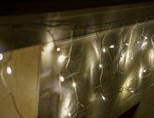 Светодиодная гирлянда Бахрома мерцающая, 175 тёплых белых LED-огней, 7.5х0.5 м, белый провод ПВХ, уличная, Kaemingk