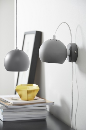 Лампа настенная ball, D12 см, хром в глянце, серый шнур фото 6