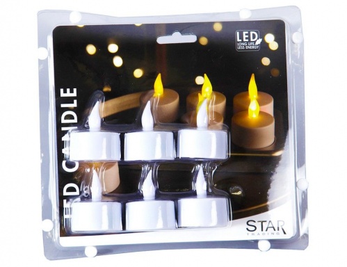 Набор чайных свечей CHARGEME (6 шт.), белые, LED-огни мерцающие, 5х4 см, с подзарядкой, STAR trading фото 3