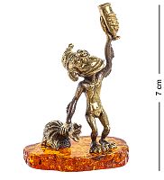 AM-1149 Фигурка "Обезьяна с праздником!" (латунь, янтарь)