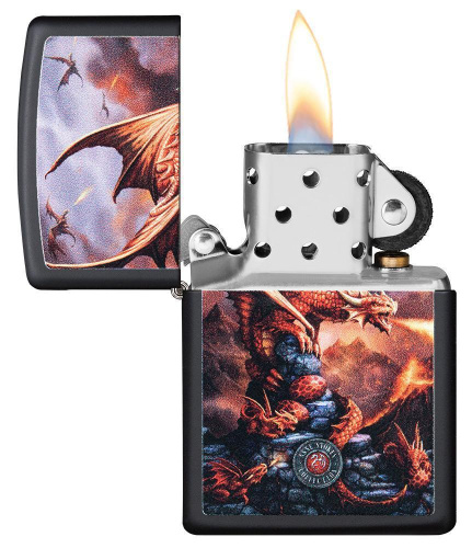 Зажигалка Zippo Anne Stokes с покрытием Black Matte, латунь/сталь, чёрная, матовая фото 3