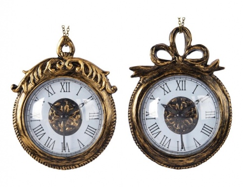Ёлочное украшение "Старинные часы"  на цепочке, пластик, 13 см, разные модели, Kaemingk фото 3