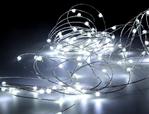 Гирлянда "Светлячки", тёплые белые mini LED-лампы, серебряный провод, контроллер, таймер, уличная, Koopman International фото 2