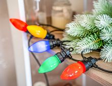 Светодиодная гирлянда из лампочек Party Lights - ШАРМ МИНЬОН, цветная, 20 тёплых белых LED-огней, 10 м, контроллер, коннектор, чёрный провод, уличная, Winter Deco
