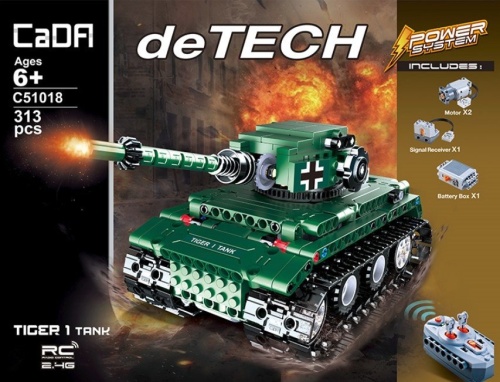 Конструктор Cada Technics, Танк Tiger 1, 313 деталей, пульт управления - C51018W фото 9