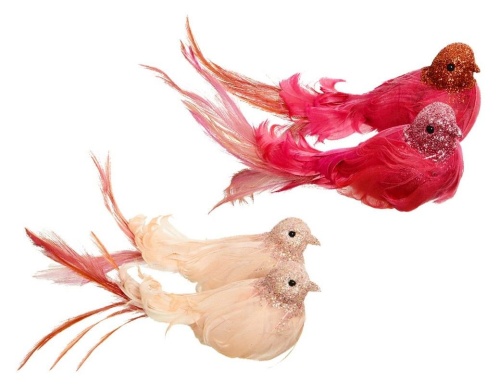 Украшение птичка КУДРЯВЫЙ ГОЛУБОК на клипсе, перо, нежно-розовый с хвостиком, 18 см, Kaemingk (Everlands) фото 3