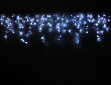 Светодиодная бахрома мерцающая, 144 холодных белых LED, влагозащитный колпачок, 3х0.9 м, коннектор, белый провод, уличные, Rich LED