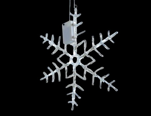 Светящаяся "Снежинка", акрил, 24 холодных белых LED огней, 50 см, уличная, Kaemingk фото 2