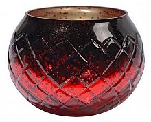 Подсвечник стеклянный "Переливы граней" круглый, красный, 8х5 см, Kaemingk