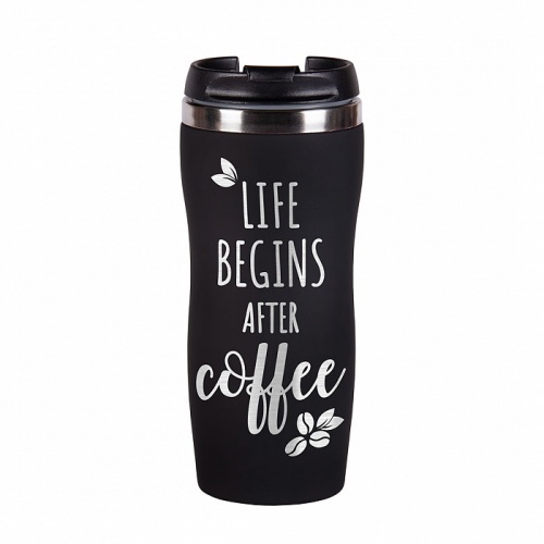 Термокружка "Life begins after coffee " подарочной упаковке фото 3