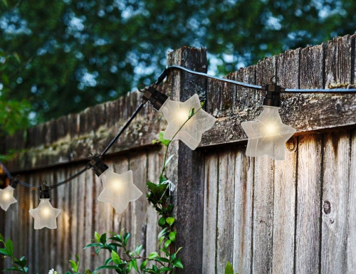 Светодиодная гирлянда ЗВЁЗДНЫЙ СТИЛЬ, 10 тёплых белых LED-огней, 4.5+5 м, коннектор, чёрный провод, уличная, Kaemingk (Lumineo) фото 3