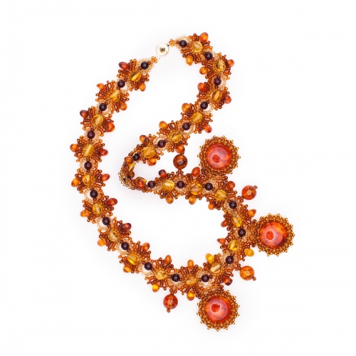 Комплект из натурального янтаря: ожерелье, браслет, 11057-2, 20922-2 фото 3