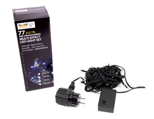 Мультифункциональная нить "Стринг лайт", 77 холодных белых LED-огней, 6,5+2 м, 24V, контроллер, уличная, черный провод, МАЯК LED Lighting фото 2