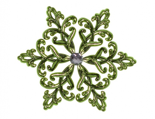 Снежинка "Кристалл" металлизированная зеленая, 12 см, Морозко