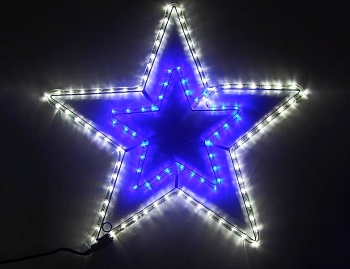 Светодиодная "Сияющая звезда", дюралайт, 108 синих/холодных белых LED-огней, 52 см, коннектор, уличная, SNOWHOUSE