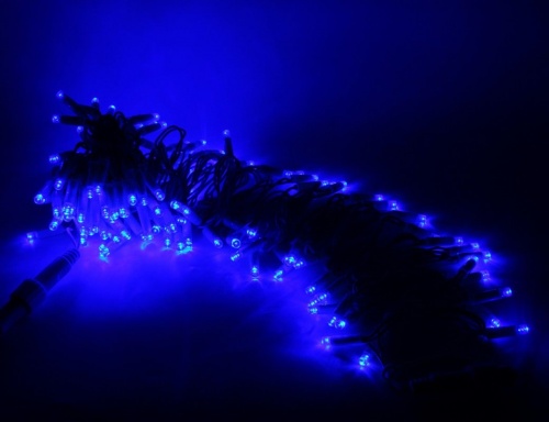 Электрогирлянда "Нить мерцающая", 120 синих (статика)/белых (мерцание) LED огней, 12+1.5 м, белый провод резина+PVC, коннектор, уличная, SNOWHOUSE фото 5