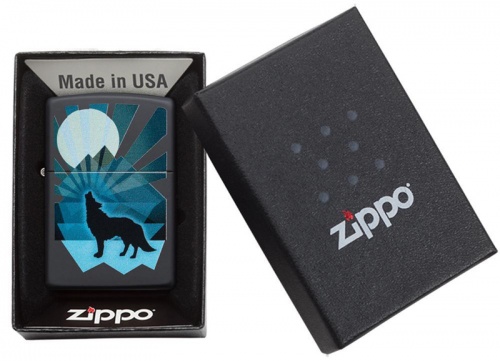 Зажигалка Zippo Wolf and Moon Desi с покрытием Black Matte, латунь/сталь, чёрная, матовая, 36x12x56 фото 5
