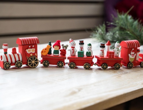 Новогодняя фигурка "Поезд из игрушечной страны", дерево, красный, 43 см, Breitner