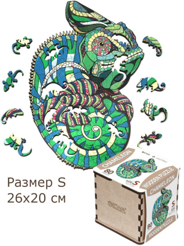 Деревянный пазл EWA Хамелеон, S 26x20 см, головоломка фото 5