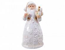 Ёлочная игрушка "Снежинковый санта" (с подарками), фарфор, белый, 9.8 см, Kaemingk