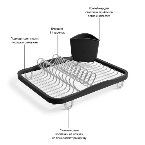 Сушилка для посуды sinkin чёрная-никель фото 13