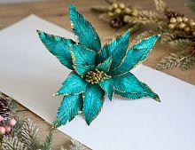 Пуансеттия СТЭЛЛА на клипсе, 35 см, Due Esse Christmas