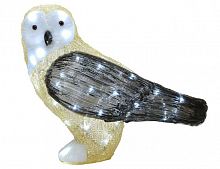 Светящаяся фигура "Волшебная сова", акрил, 50 холодных белых LED-огней, 44x22x37 см, уличная, Kaemingk