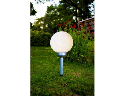 Садовый светильник LUNA матовый белый, тёплый белый свет, два режима свечения, солнечная батарея, 37х20 см, STAR trading