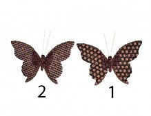 Ёлочное украшение Бабочка ALTA MODA на клипсе, вельвет, 19x13 см, разные модели, Kaemingk