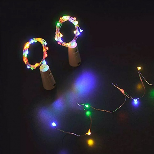 Электрогирлянда для бутылки "Роса", 8 разноцветных LED-огней, 75 см, батарейки, Koopman International