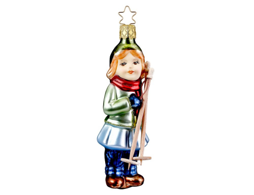 Ёлочная игрушка ДЕВОЧКА НА ЗИМНЕЙ ПРОГУЛКЕ, стекло, 12 см, Inge Glas фото 4