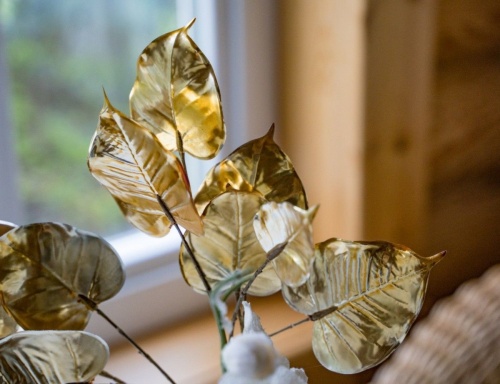 Декоративная ветка "Листья роскоши", золотая, 60 см, EDG фото 2