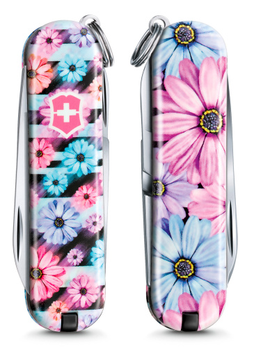 Нож-брелок Victorinox Classic LE 2021, 58 мм, 7 функций, Dynamic Floral фото 2