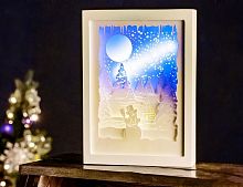 Светящаяся объёмная декорация  "Морозная красота - избушка", 16 тёплых белых и голубых LED-огней, 22х30 см, таймер, батарейки, Kaemingk