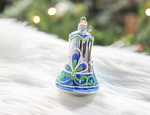 Елочное украшение колокольчик РАДОСТЬ, синий, 85 мм, Елочка