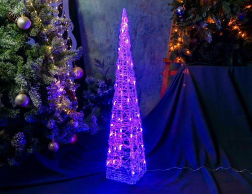 Светящаяся фигура ЁЛКА 'ОЖИВШАЯ РАДУГА', акриловые нити, 50 RGB LED-огней, меняющих цвета, 90 см, уличная, Kaemingk фото 7