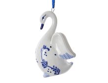 Ёлочная игрушка ЛЕБЕДЬ - ГОСТЬ ИЗ ДЕЛФТА, фарфор, 9 см, Kurts Adler