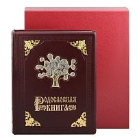 Подарочная книга - "Эксклюзивные Леттериум" - Родословная книга "Дерево" с литыми уголками в футляре пейсли, материалы натуральная кожа