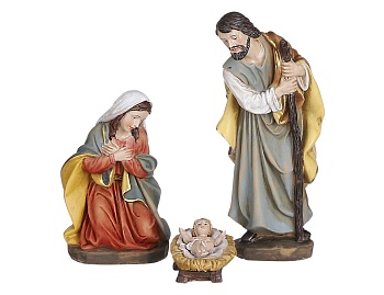 Набор рождественских фигурок "Святое семейство", полистоун, 6.5х5х15 см, Edelman