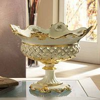 BAROQUE Ваза настольная 44,5х42х34 см, керамика, цвет кремовый, декор золото