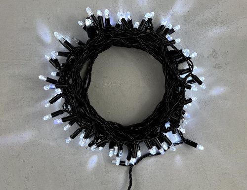 Светодиодная гирлянда Quality Light Cap 100 холодных белых LED, холодное мерцание, 10 м, черный ПВХ, соединяемая, IP65, BEAUTY LED