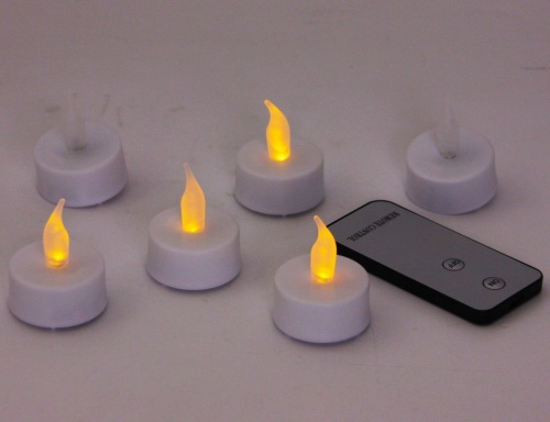 Свечи чайные "Классические", мерцающие, с тёплыми белыми LED-огнями, белые, набор 10 шт., батарейки, ПДУ, Koopman International фото 4