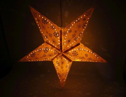 Подвесная светящаяся звезда "Зимнее чудо", с принтом, 10 тёплых белых LED-огней, 60 см, таймер, батарейки, Koopman International