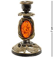 AM-1879 Подсвечник "Ива" (латунь, янтарь)