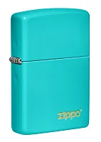 Зажигалка Zippo Classic с покрытием Flat Turquoise, латунь/сталь, бирюзовая, глянцевая, 38x13x57 мм