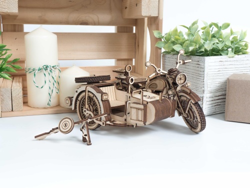 Сборная модель из дерева Lemmo Мотоцикл с коляской УРАН фото 5