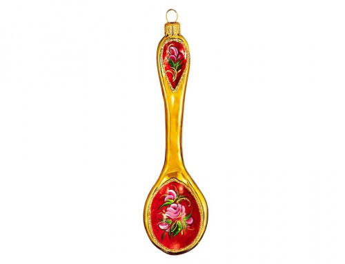 Ёлочная игрушка "Ложка", коллекция 'Чайная роза', стекло, 15 см, Ариель