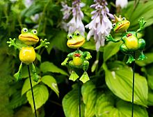 Садовый штекер "Весёлый лягушонок" в прыжке, пластик, 4x4x10 см, высота 60 см, Kaemingk